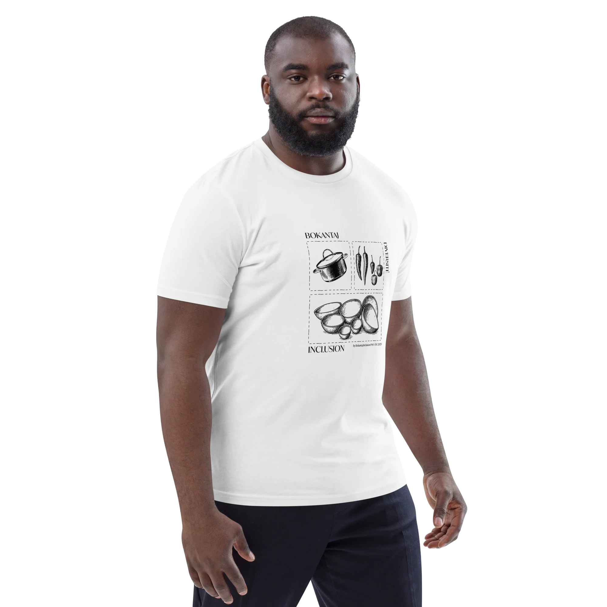 T-shirt blanc Saveurs d’Identités – profil droit